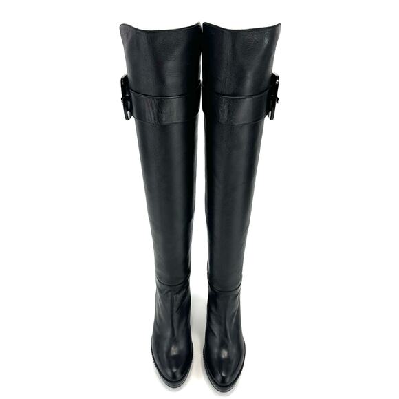 Stuart Weitzman Black Over The Knee Tall Boot Block Heels Platform Sz 5M Leather - Picture 3 of 13